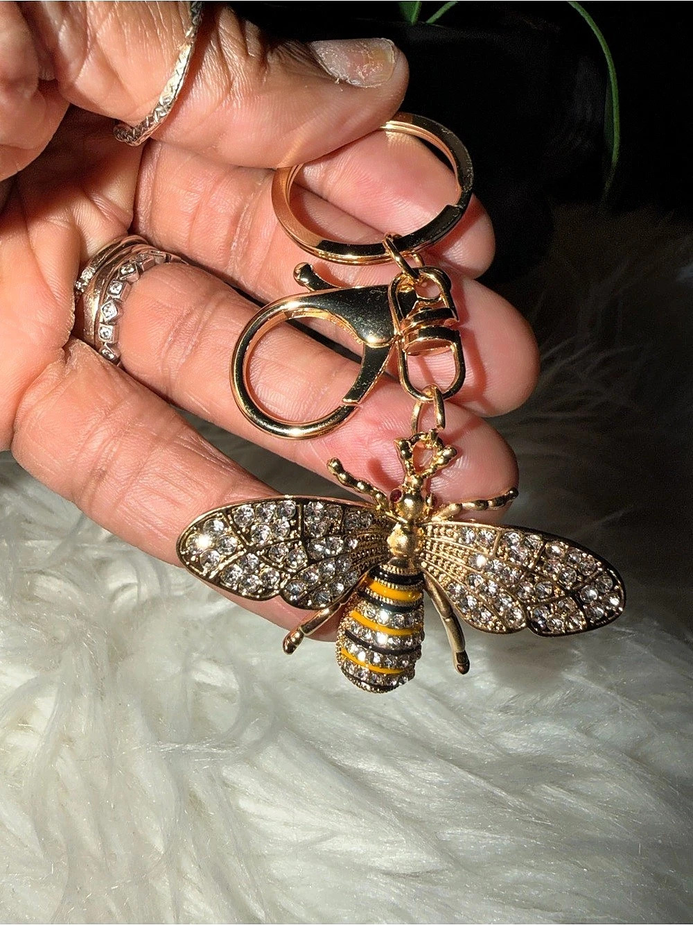 Crystal Bee Keychain in Gold - Picture 2 of 4